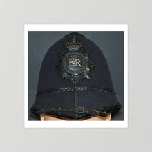 Police Helmet "Bobby." Hertfordshire Constabulary, United Kingdom. British — photograph presentation mockup