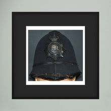 Police Helmet "Bobby." Hertfordshire Constabulary, United Kingdom. British — photograph presentation mockup