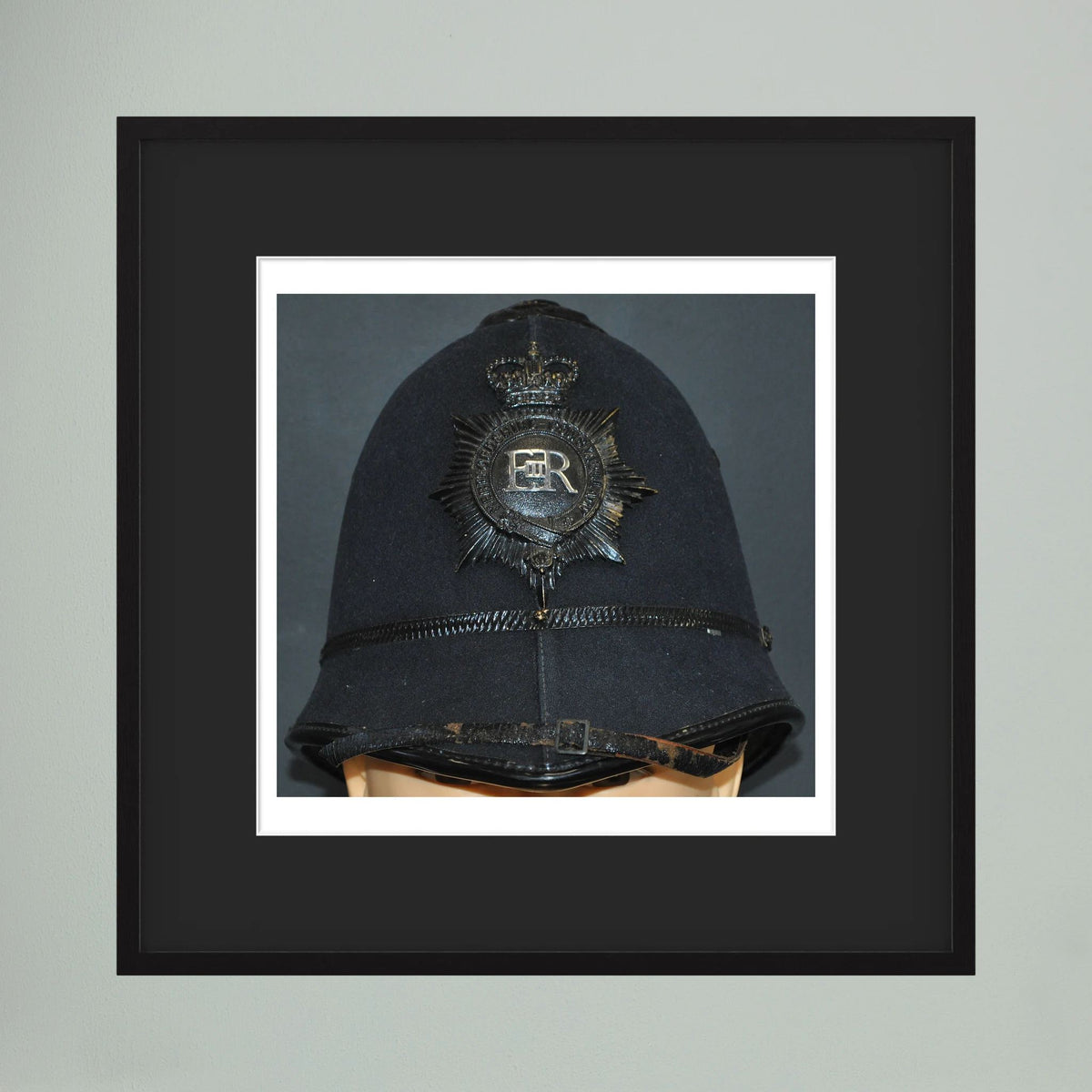 Police Helmet "Bobby." Hertfordshire Constabulary, United Kingdom. British — photograph presentation mockup