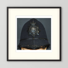 Police Helmet "Bobby." Hertfordshire Constabulary, United Kingdom. British — photograph presentation mockup