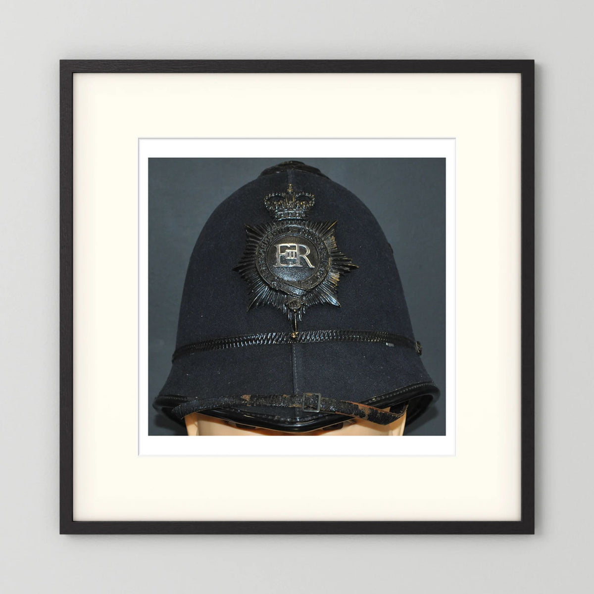 Police Helmet "Bobby." Hertfordshire Constabulary, United Kingdom. British — photograph presentation mockup