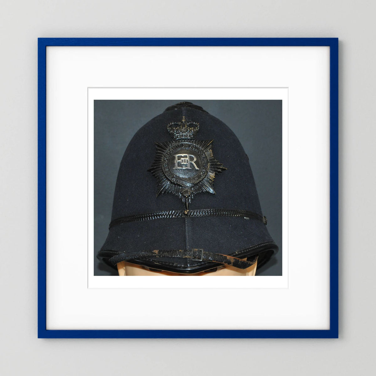 Police Helmet "Bobby." Hertfordshire Constabulary, United Kingdom. British — photograph presentation mockup