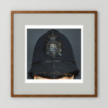 Police Helmet "Bobby." Hertfordshire Constabulary, United Kingdom. British — photograph presentation mockup