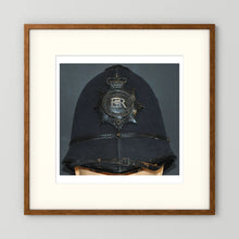 Police Helmet "Bobby." Hertfordshire Constabulary, United Kingdom. British — photograph presentation mockup