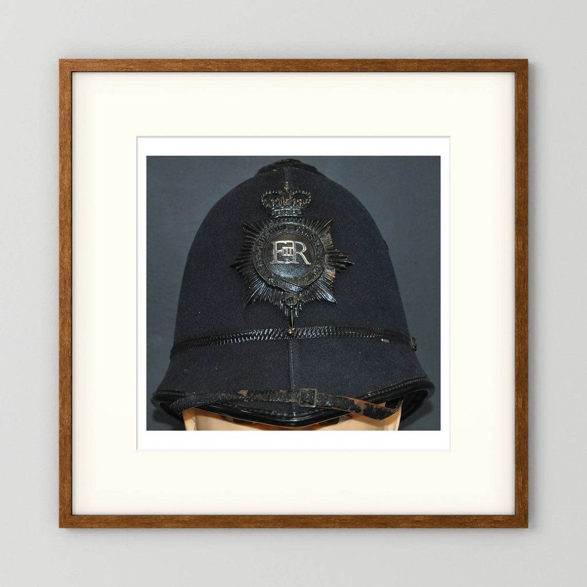 Police Helmet "Bobby." Hertfordshire Constabulary, United Kingdom. British — photograph presentation mockup