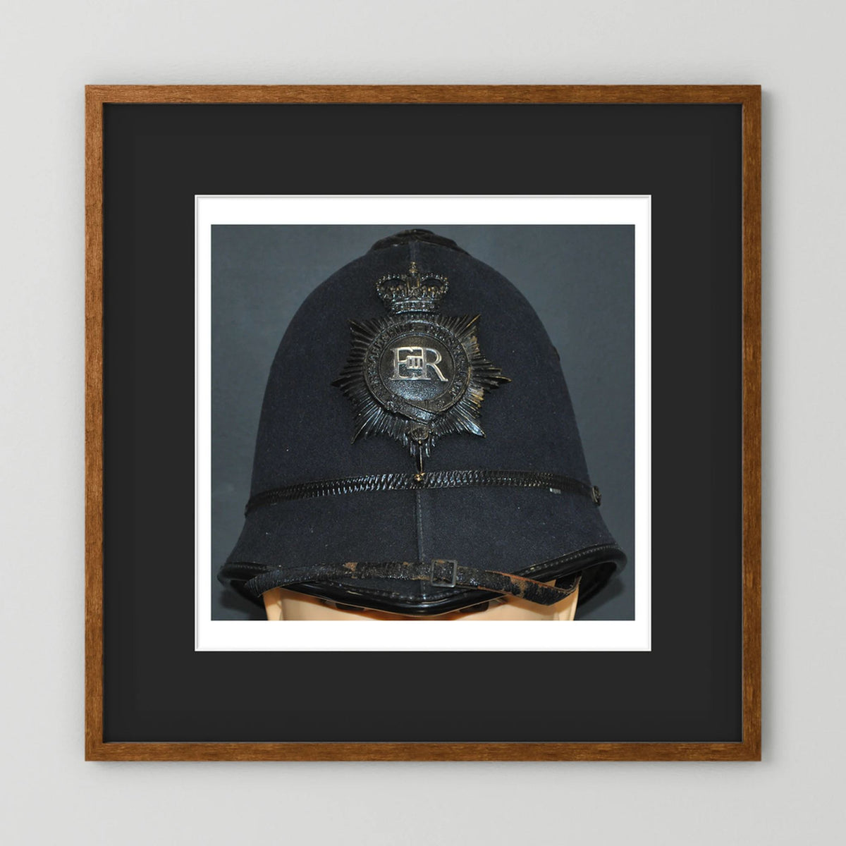Police Helmet "Bobby." Hertfordshire Constabulary, United Kingdom. British — photograph presentation mockup