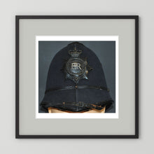 Police Helmet "Bobby." Hertfordshire Constabulary, United Kingdom. British — photograph presentation mockup