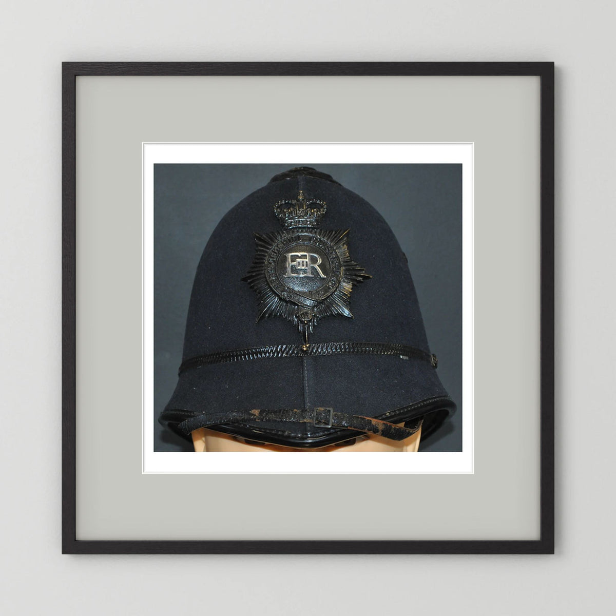 Police Helmet "Bobby." Hertfordshire Constabulary, United Kingdom. British — photograph presentation mockup