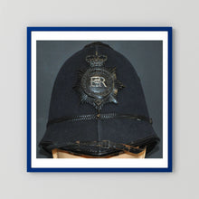Police Helmet "Bobby." Hertfordshire Constabulary, United Kingdom. British — photograph presentation mockup