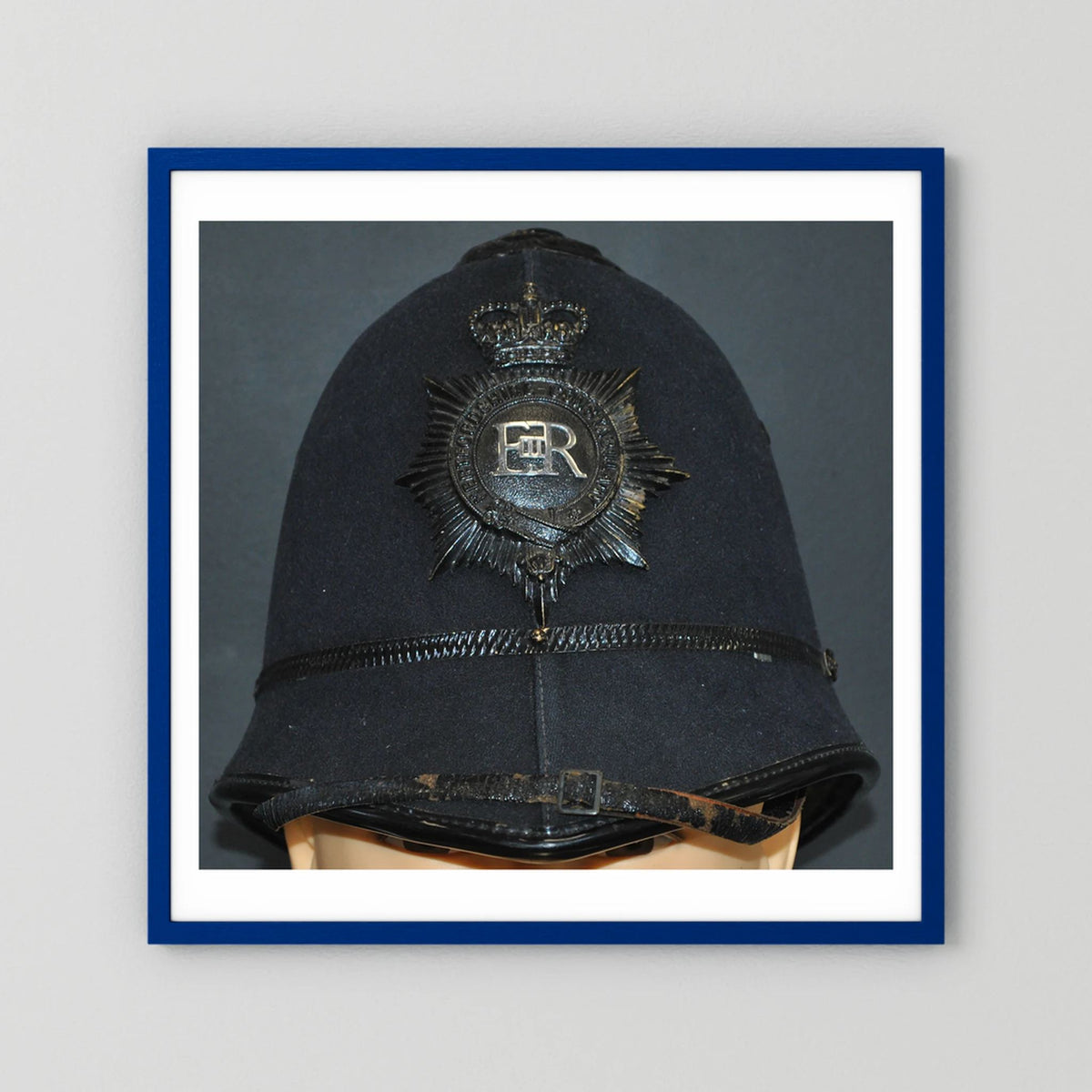Police Helmet "Bobby." Hertfordshire Constabulary, United Kingdom. British — photograph presentation mockup