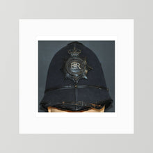 Police Helmet "Bobby." Hertfordshire Constabulary, United Kingdom. British — photograph presentation mockup
