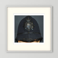Police Helmet "Bobby." Hertfordshire Constabulary, United Kingdom. British — photograph presentation mockup