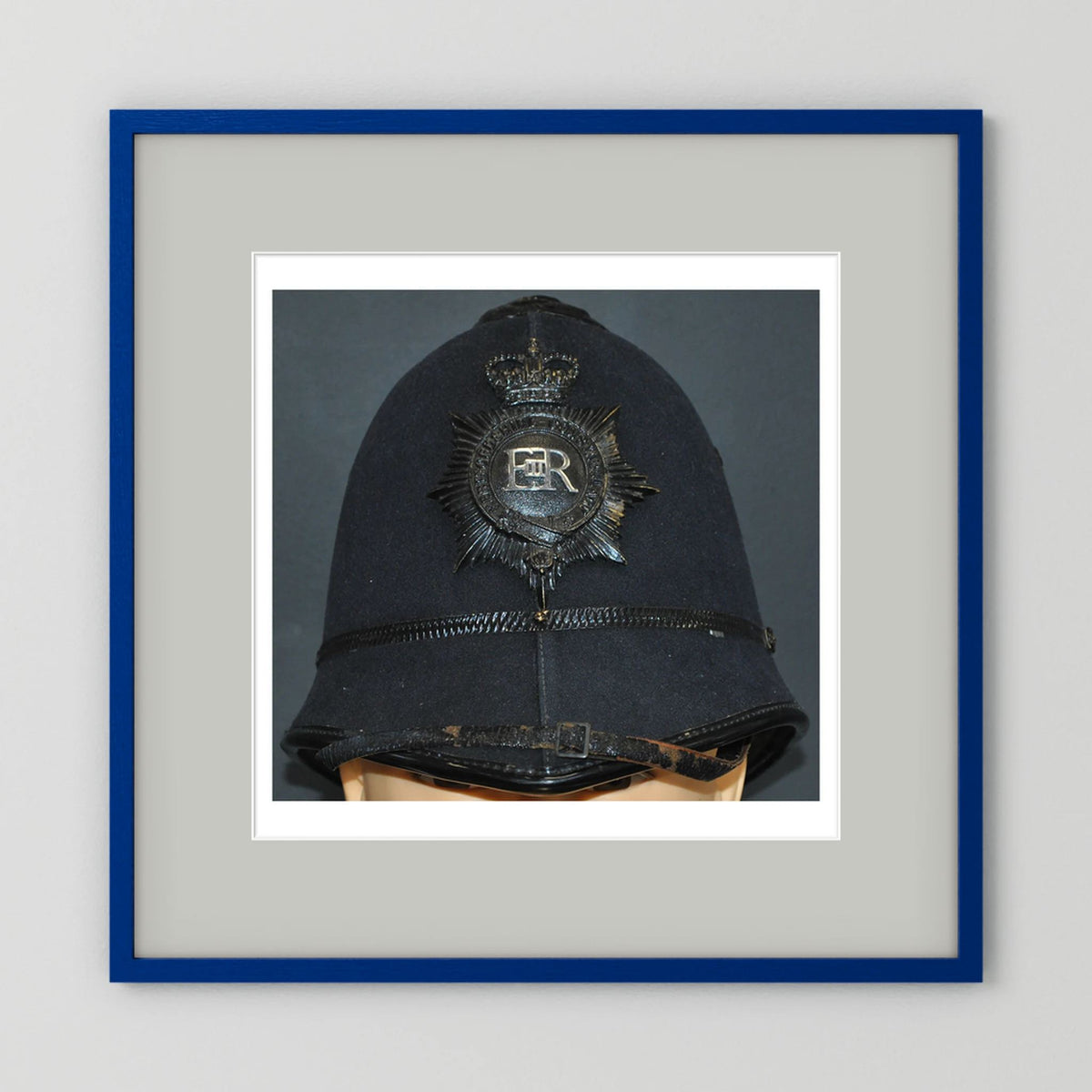 Police Helmet "Bobby." Hertfordshire Constabulary, United Kingdom. British — photograph presentation mockup