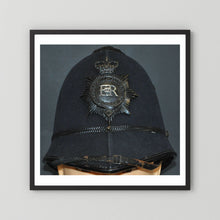 Police Helmet "Bobby." Hertfordshire Constabulary, United Kingdom. British — photograph presentation mockup