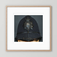 Police Helmet "Bobby." Hertfordshire Constabulary, United Kingdom. British — photograph presentation mockup