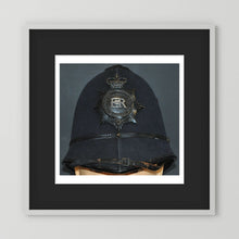 Police Helmet "Bobby." Hertfordshire Constabulary, United Kingdom. British — photograph presentation mockup