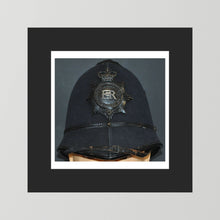 Police Helmet "Bobby." Hertfordshire Constabulary, United Kingdom. British — photograph presentation mockup