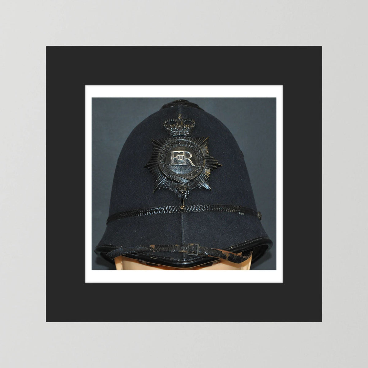 Police Helmet "Bobby." Hertfordshire Constabulary, United Kingdom. British — photograph presentation mockup