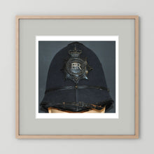 Police Helmet "Bobby." Hertfordshire Constabulary, United Kingdom. British — photograph presentation mockup