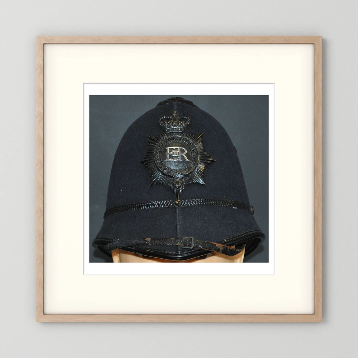Police Helmet "Bobby." Hertfordshire Constabulary, United Kingdom. British — photograph presentation mockup