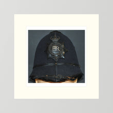 Police Helmet "Bobby." Hertfordshire Constabulary, United Kingdom. British — photograph presentation mockup
