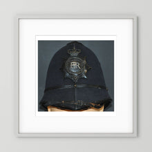 Police Helmet "Bobby." Hertfordshire Constabulary, United Kingdom. British — photograph presentation mockup