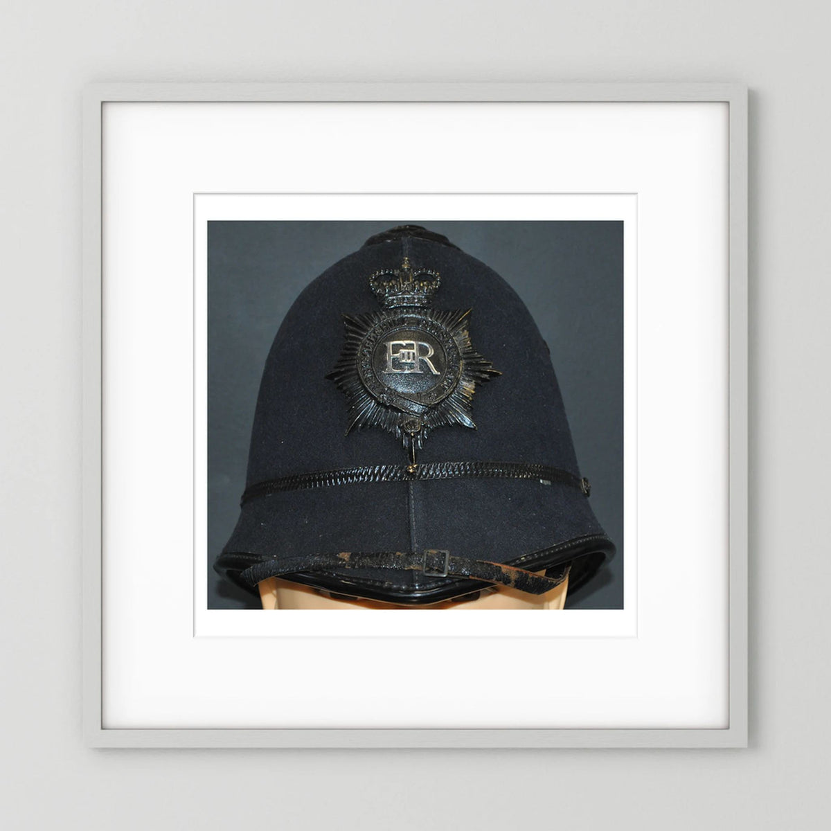 Police Helmet "Bobby." Hertfordshire Constabulary, United Kingdom. British — photograph presentation mockup