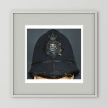 Police Helmet "Bobby." Hertfordshire Constabulary, United Kingdom. British — photograph presentation mockup