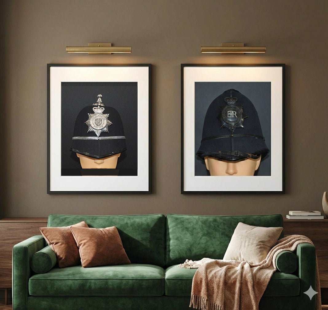 Police Helmet "Bobby." Lincolnshire Police, United Kingdom. British. Photograph - Art goes to War