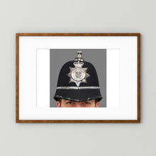 Police Helmet "Bobby." Lincolnshire Police, United Kingdom. British — photograph presentation mockup