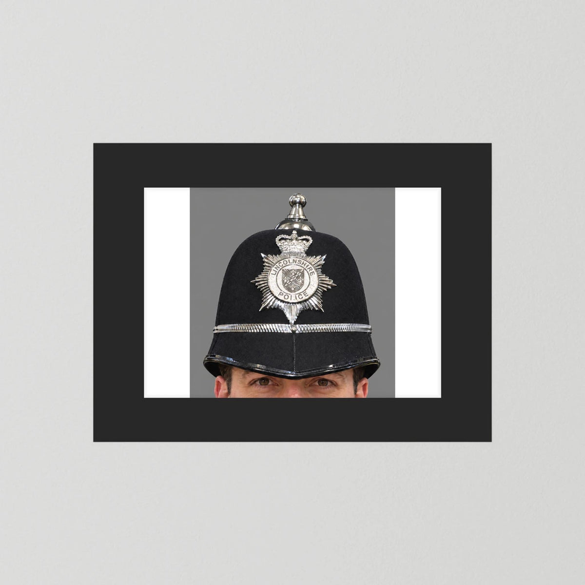 Police Helmet "Bobby." Lincolnshire Police, United Kingdom. British — photograph presentation mockup