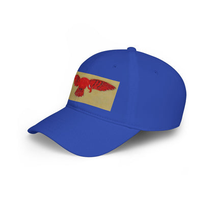 Red Hawk Patch Baseball Cap — Vintage Bird Embroidered Low-Profile Hat - Art goes to War