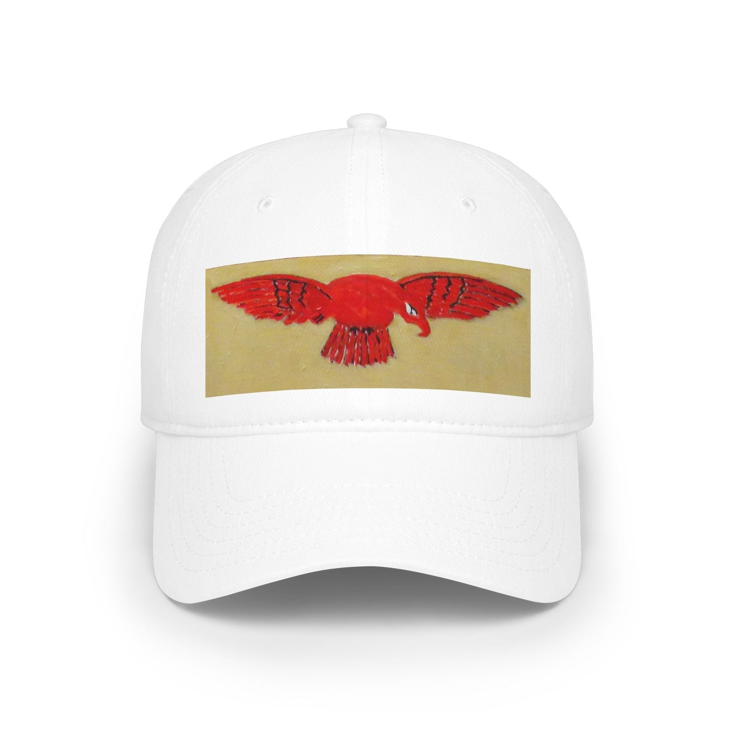Red Hawk Patch Baseball Cap — Vintage Bird Embroidered Low-Profile Hat - Art goes to War