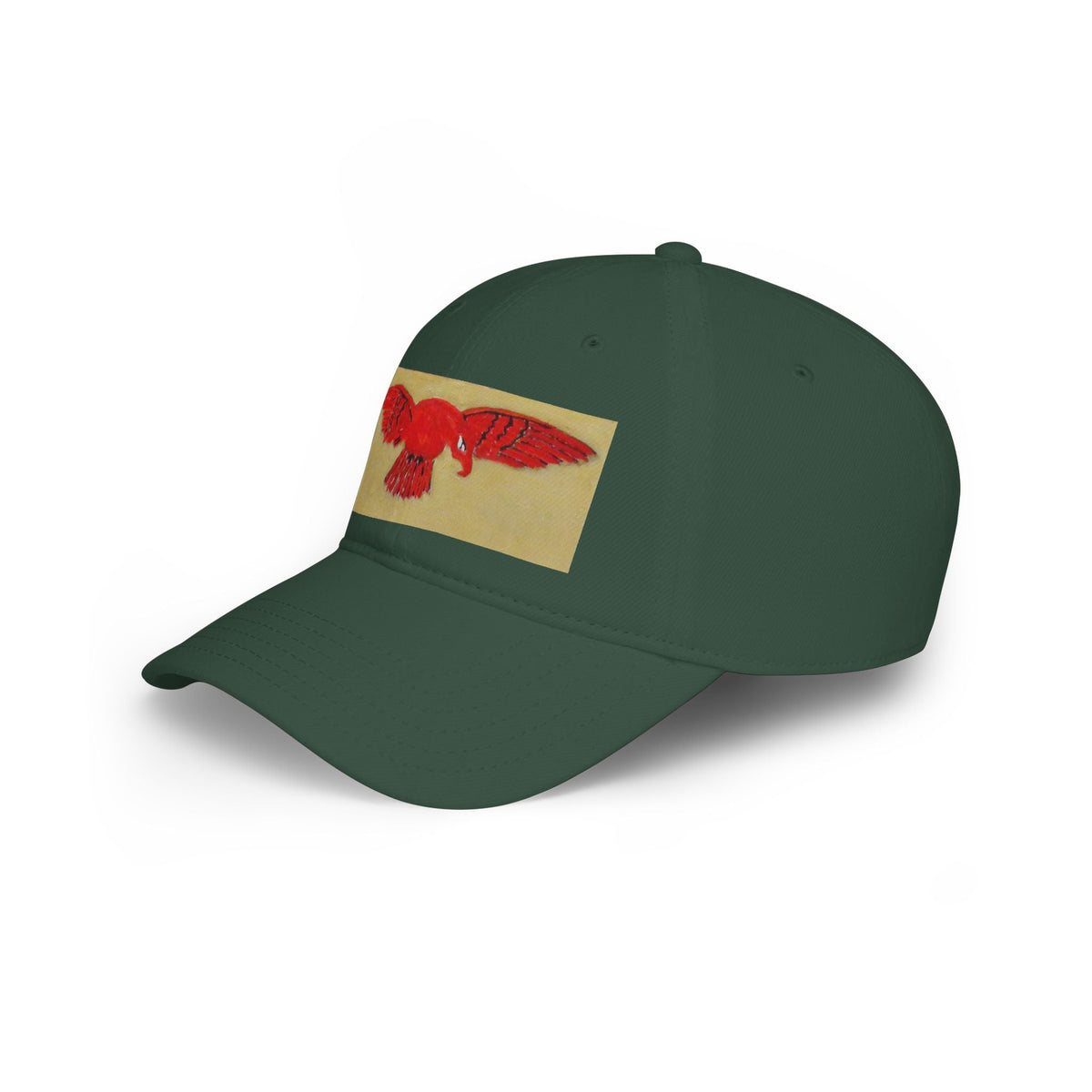 Red Hawk Patch Baseball Cap — Vintage Bird Embroidered Low-Profile Hat - Art goes to War