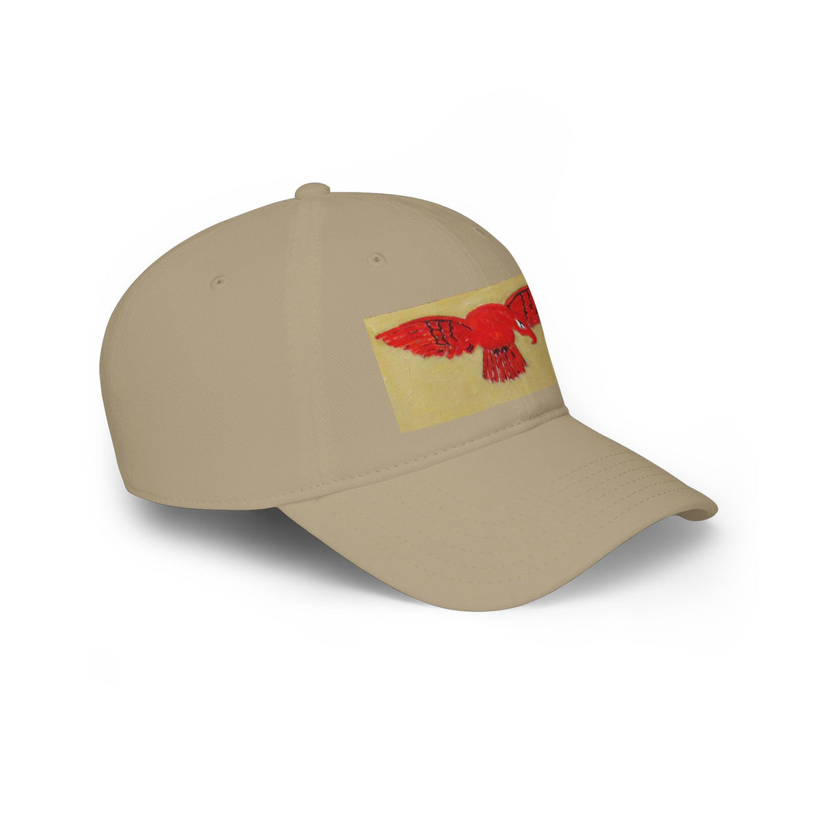 Red Hawk Patch Baseball Cap — Vintage Bird Embroidered Low-Profile Hat - Art goes to War