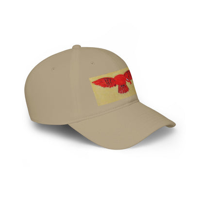 Red Hawk Patch Baseball Cap — Vintage Bird Embroidered Low-Profile Hat - Art goes to War