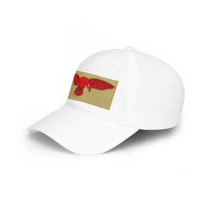 Red Hawk Patch Baseball Cap — Vintage Bird Embroidered Low-Profile Hat - Art goes to War