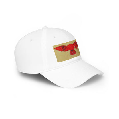 Red Hawk Patch Baseball Cap — Vintage Bird Embroidered Low-Profile Hat - Art goes to War