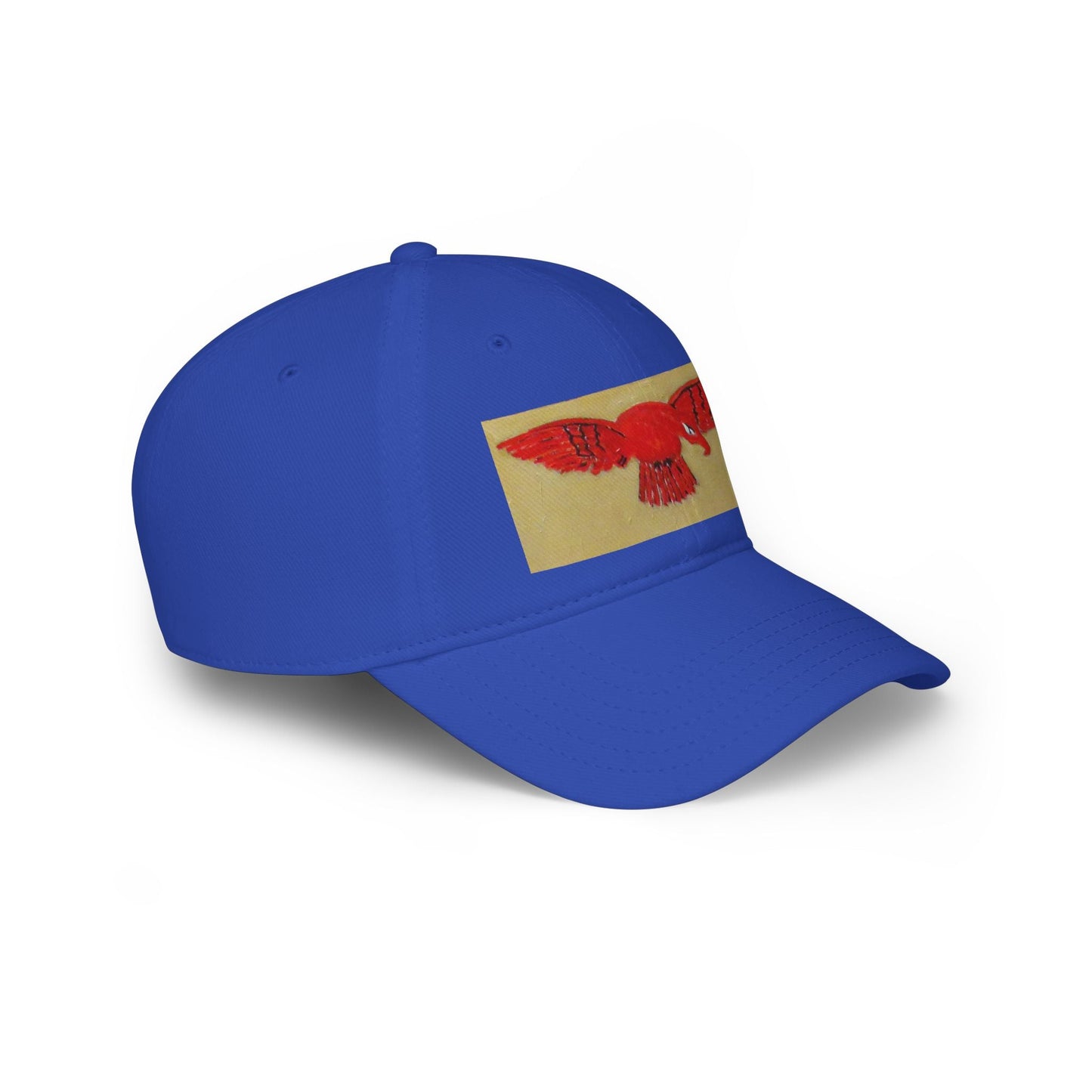 Red Hawk Patch Baseball Cap — Vintage Bird Embroidered Low-Profile Hat - Art goes to War