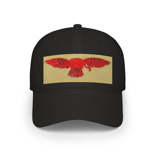 Red Hawk Patch Baseball Cap — Vintage Bird Embroidered Low-Profile Hat - Art goes to War