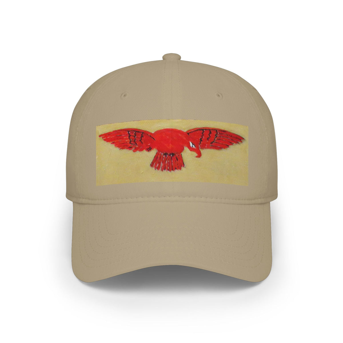 Red Hawk Patch Baseball Cap — Vintage Bird Embroidered Low-Profile Hat - Art goes to War