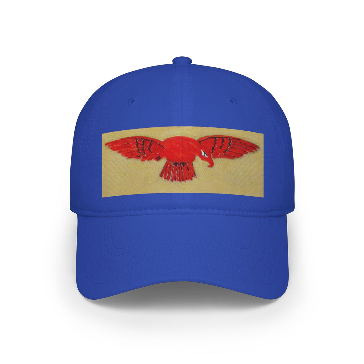Red Hawk Patch Baseball Cap — Vintage Bird Embroidered Low-Profile Hat - Art goes to War