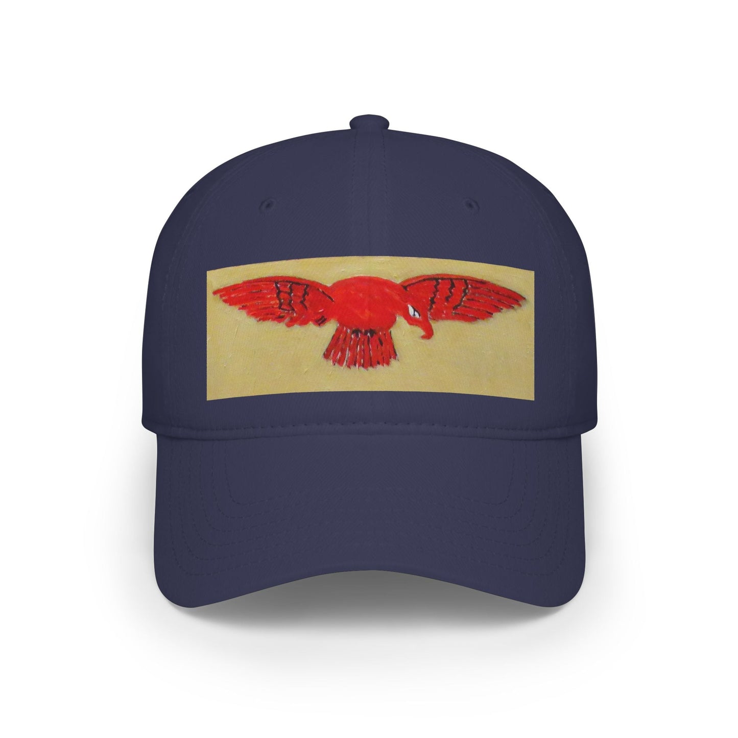 Red Hawk Patch Baseball Cap — Vintage Bird Embroidered Low-Profile Hat - Art goes to War