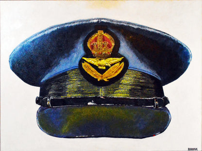 Royal Air Force Pilot Officer, WW2 Visor Cap - Boscombe Down Airfield. Art Print - Art goes to War