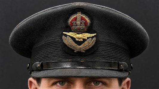 Royal Air Force Pilot, RAF, Officer Visor Cap, 1944 Airman Visor Cap. Photograph - Art goes to War
