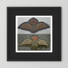 Royal Air Force & Royal Canadian Air Force (RCAF). Bullion thread Wings, WW2 — photograph presentation mockup