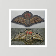 Royal Air Force & Royal Canadian Air Force (RCAF). Bullion thread Wings, WW2 — photograph presentation mockup