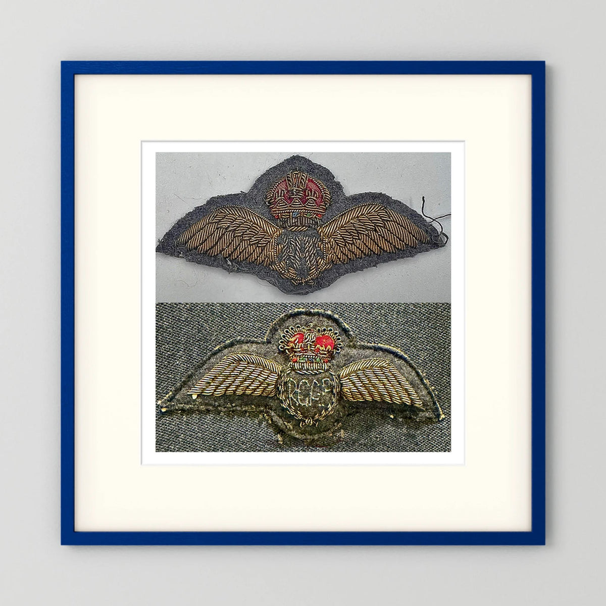 Royal Air Force & Royal Canadian Air Force (RCAF). Bullion thread Wings, WW2 — photograph presentation mockup