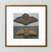 Royal Air Force & Royal Canadian Air Force (RCAF). Bullion thread Wings, WW2 — photograph presentation mockup