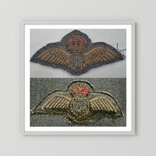 Royal Air Force & Royal Canadian Air Force (RCAF). Bullion thread Wings, WW2 — photograph presentation mockup